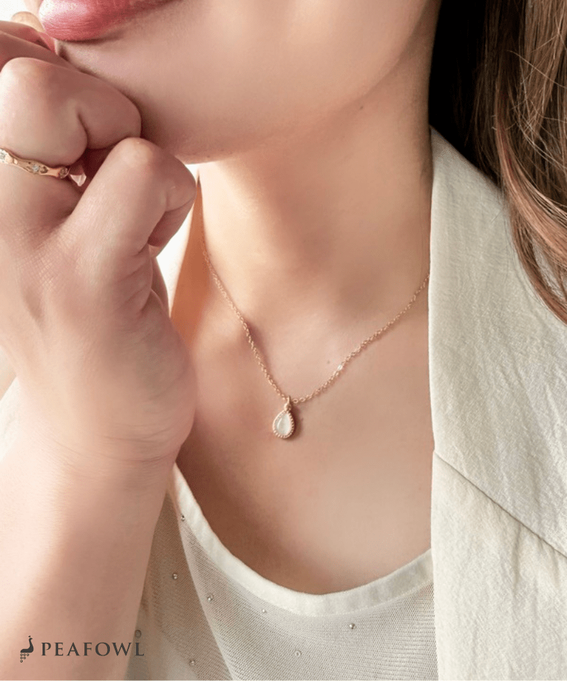 Drop Charm Necklace - peafowl