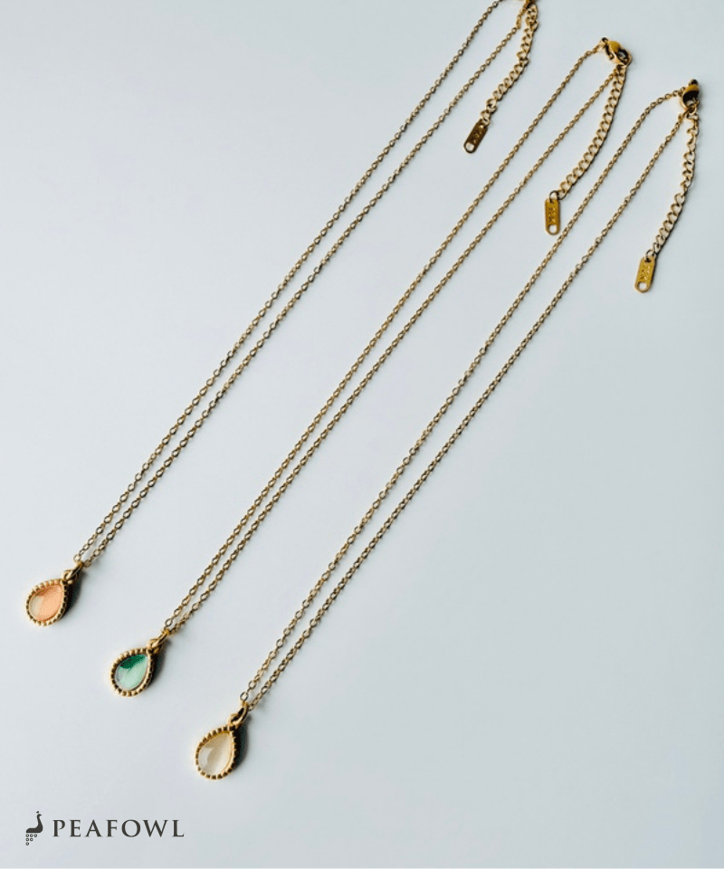 Drop Charm Necklace - peafowl