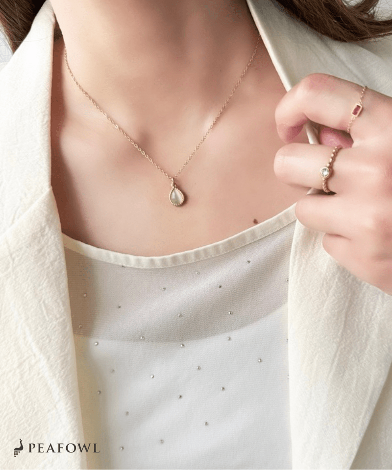 Drop Charm Necklace - peafowl