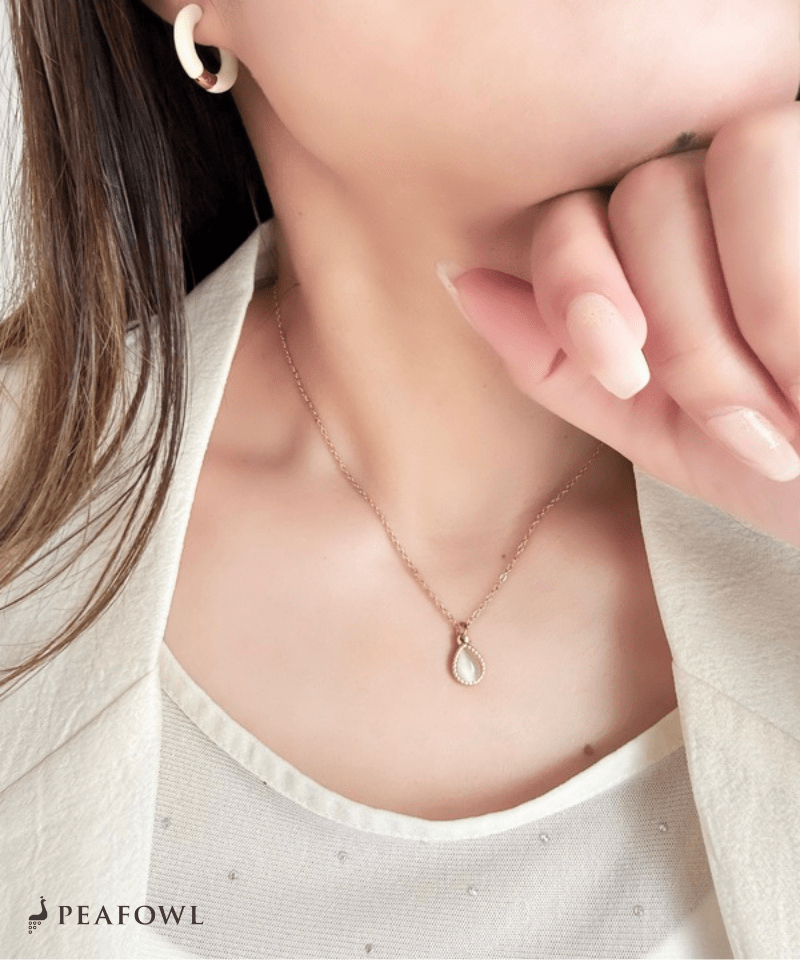 Drop Charm Necklace - peafowl