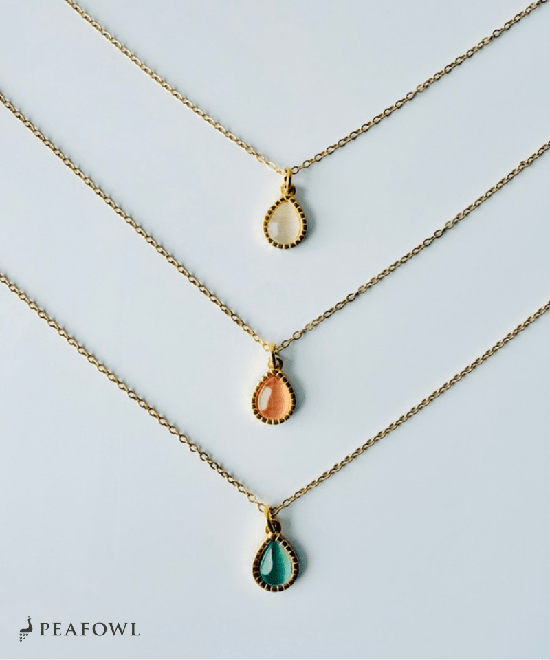 Drop Charm Necklace - peafowl