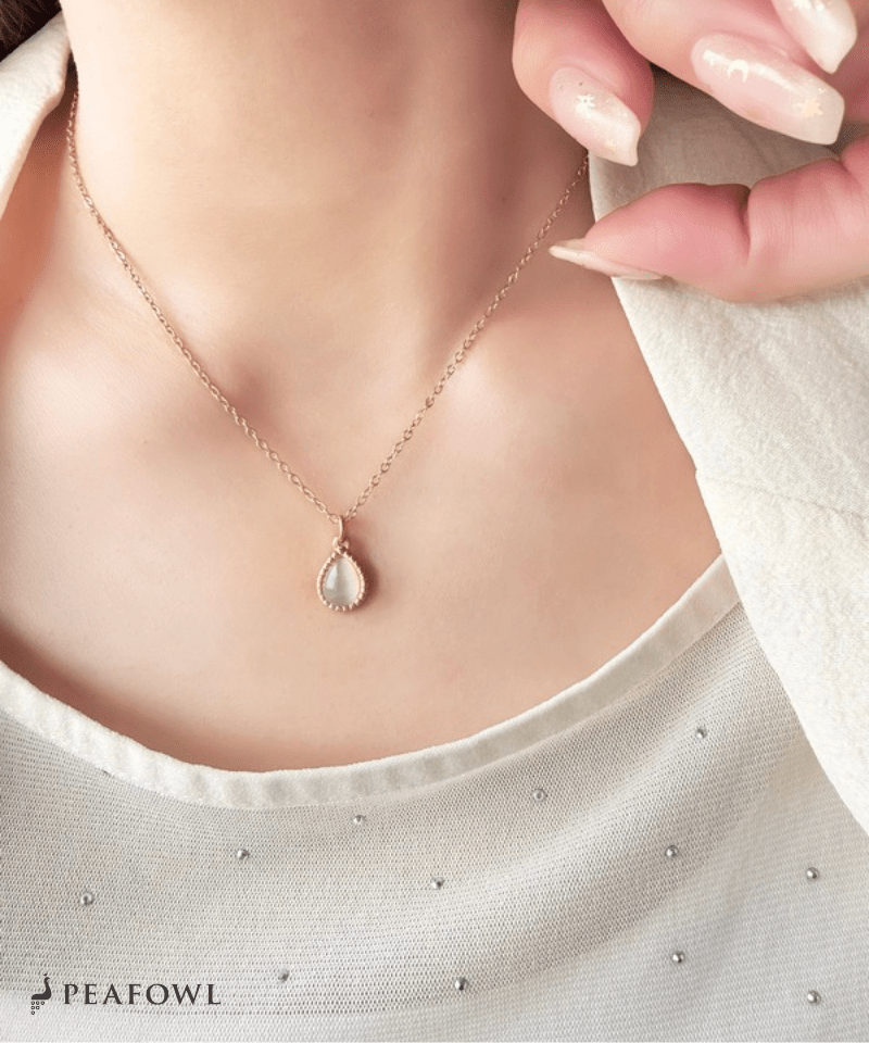 Drop Charm Necklace - peafowl