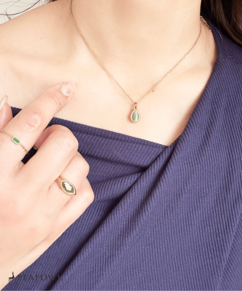 Drop Charm Necklace - peafowl