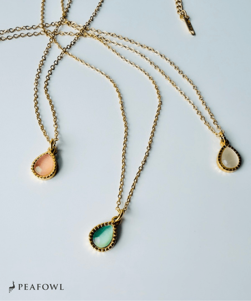 Drop Charm Necklace - peafowl