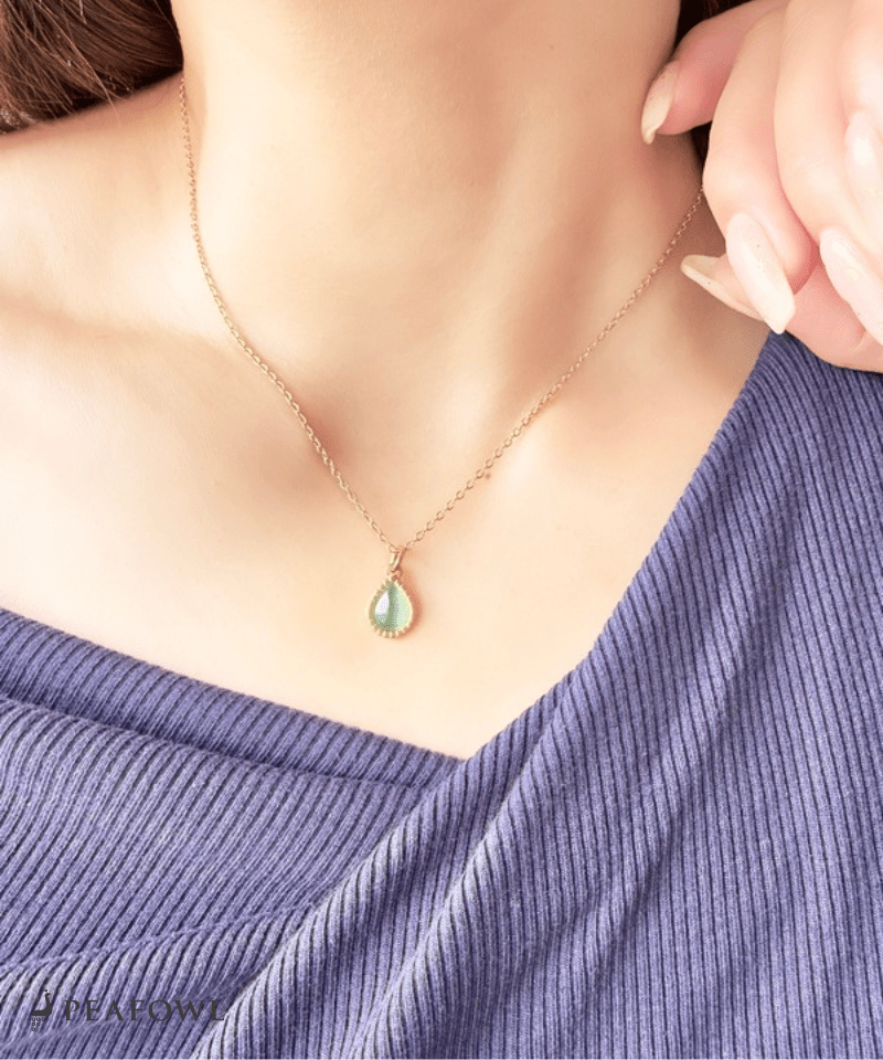 Drop Charm Necklace - peafowl