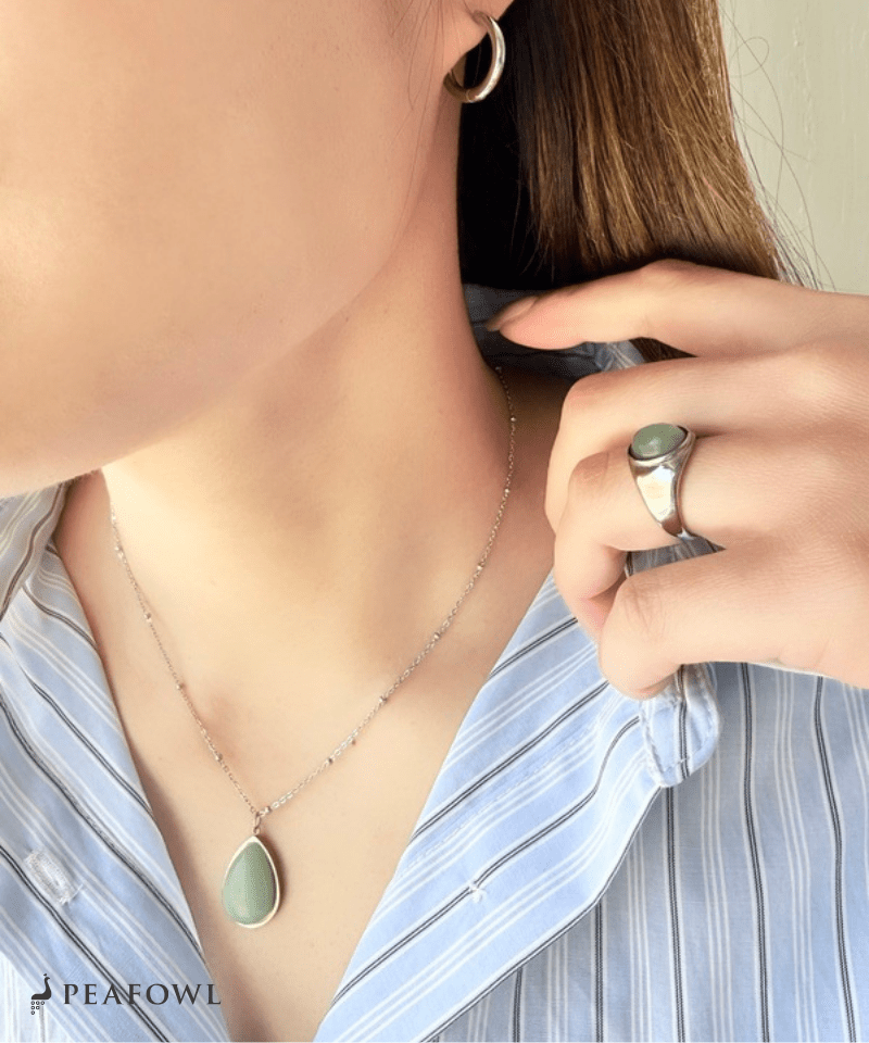 Drop Station Necklace - peafowl