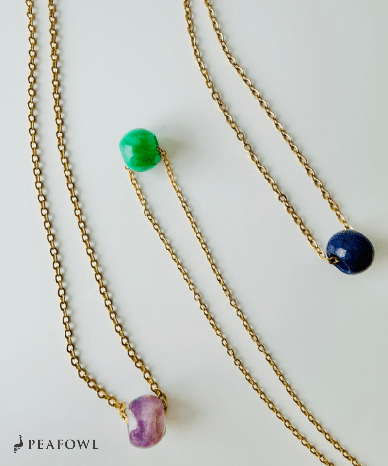 Drop Stone Necklace - peafowl