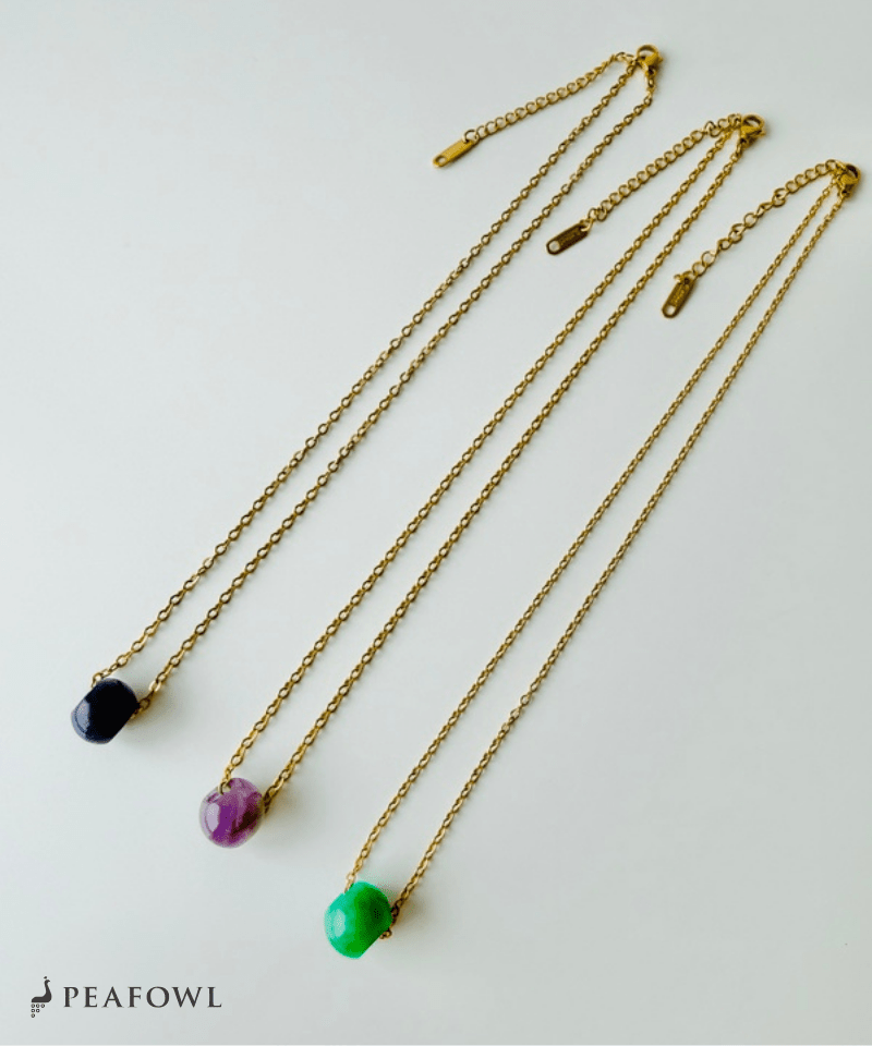 Drop Stone Necklace - peafowl