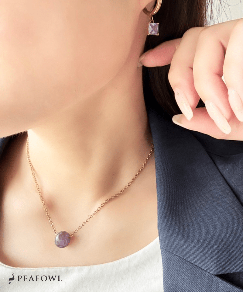 Drop Stone Necklace - peafowl