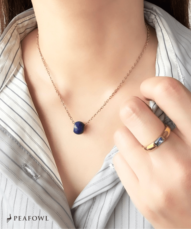 Drop Stone Necklace - peafowl