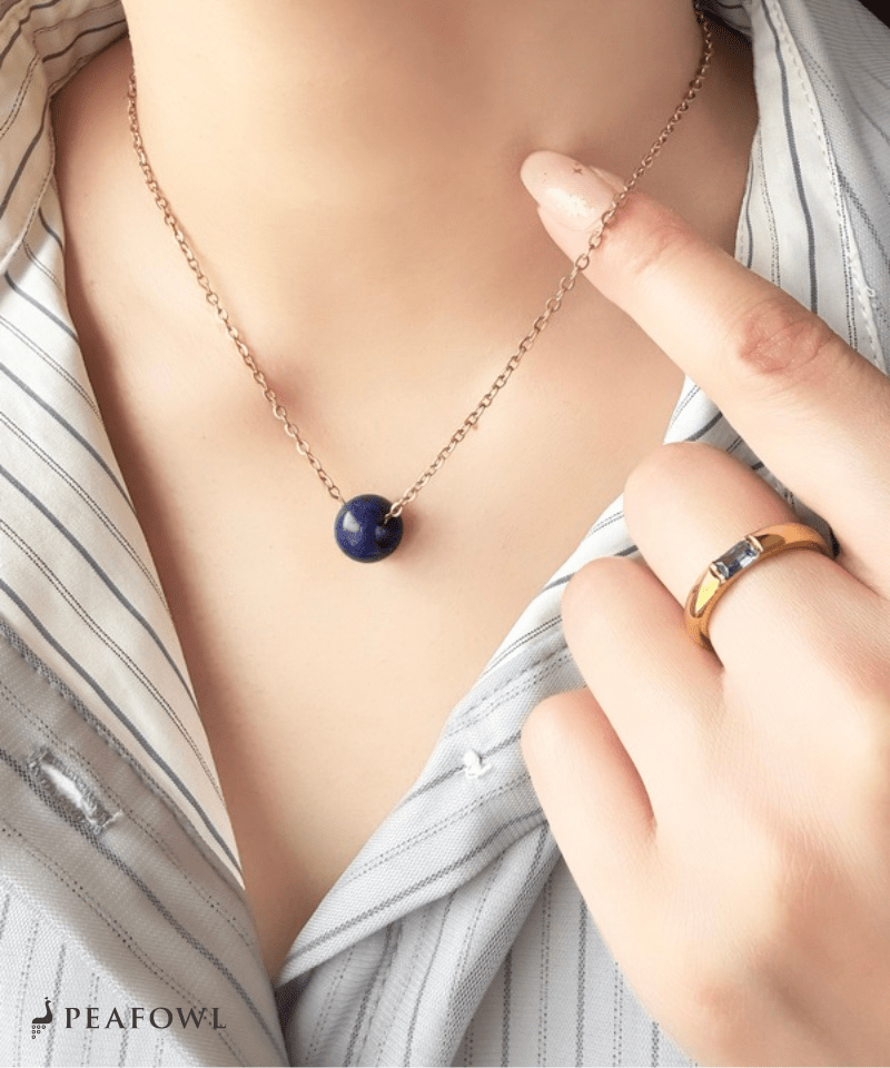 Drop Stone Necklace - peafowl