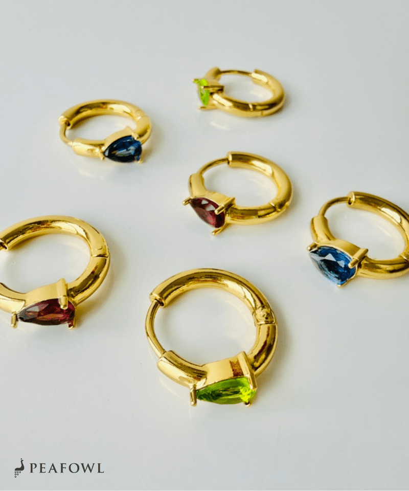 Drop Zircon Hoop Pierce - peafowl