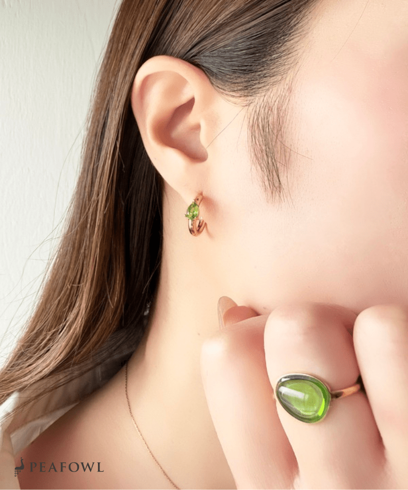 Drop Zircon Hoop Pierce - peafowl