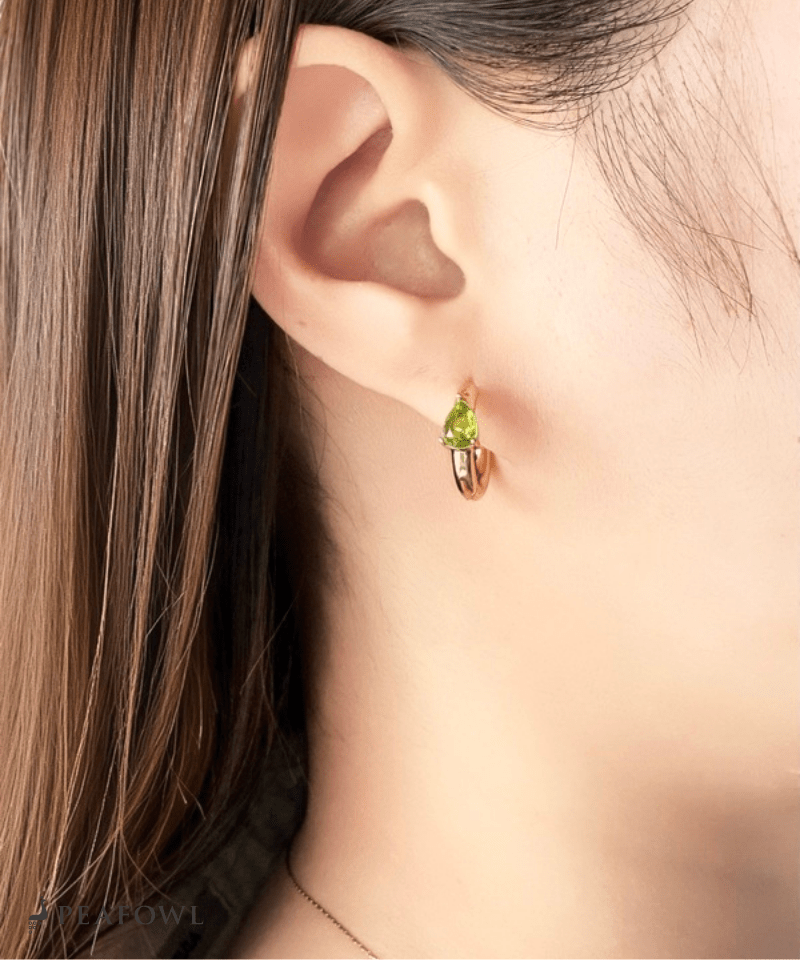 Drop Zircon Hoop Pierce - peafowl