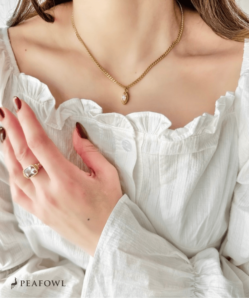 Drop Zircon Necklace - peafowl