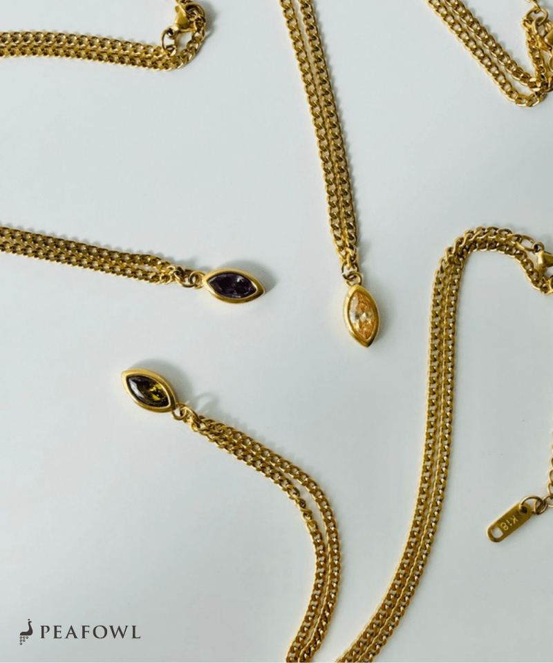 Drop Zircon Necklace - peafowl