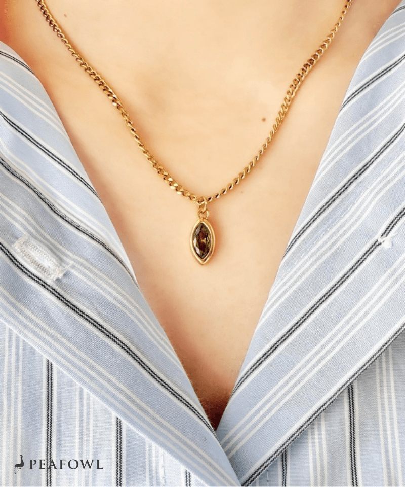 Drop Zircon Necklace - peafowl