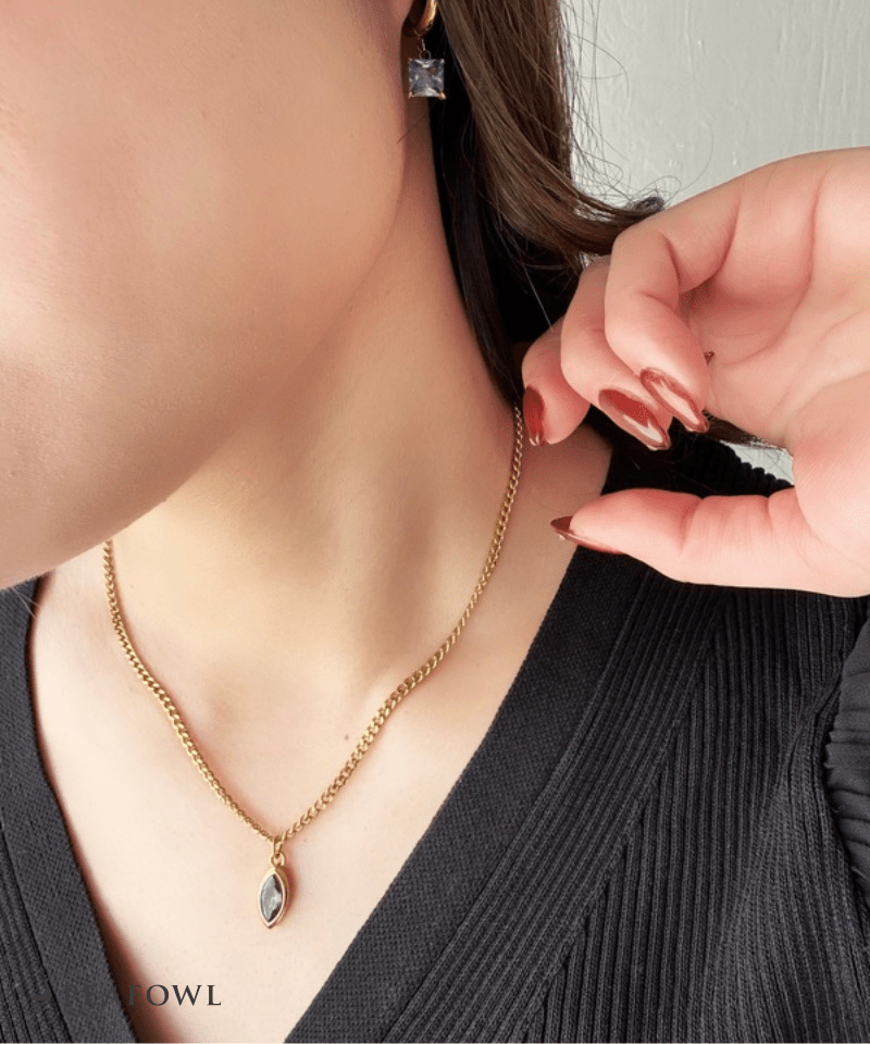 Drop Zircon Necklace - peafowl