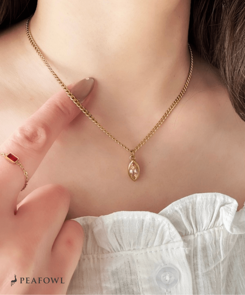 Drop Zircon Necklace - peafowl