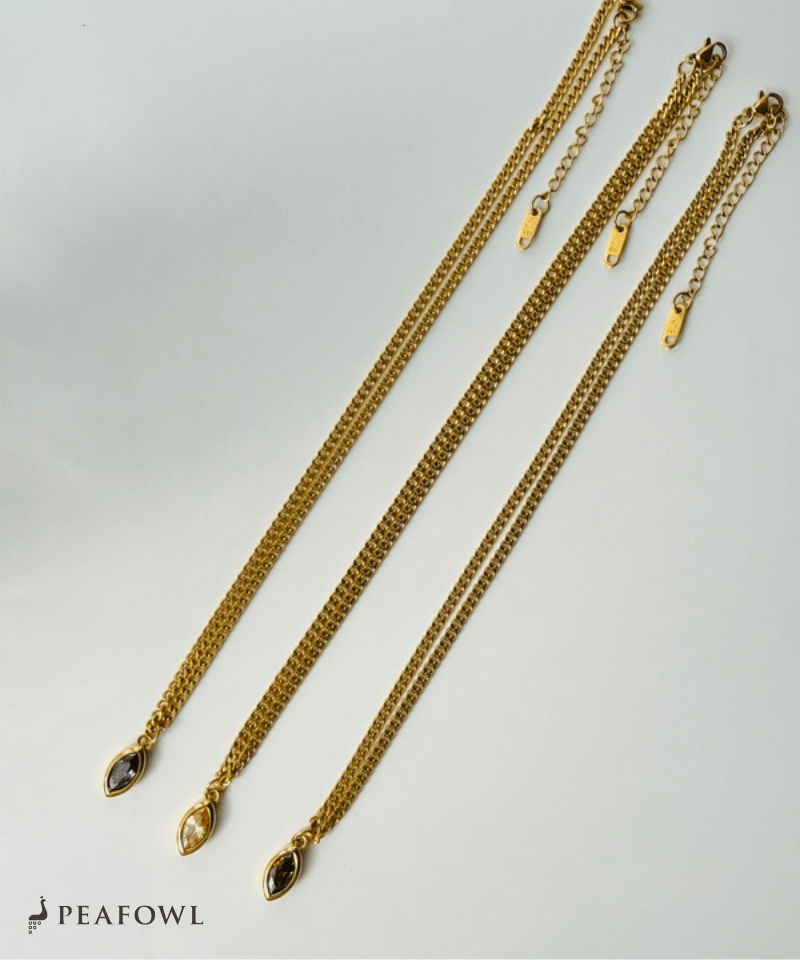 Drop Zircon Necklace - peafowl