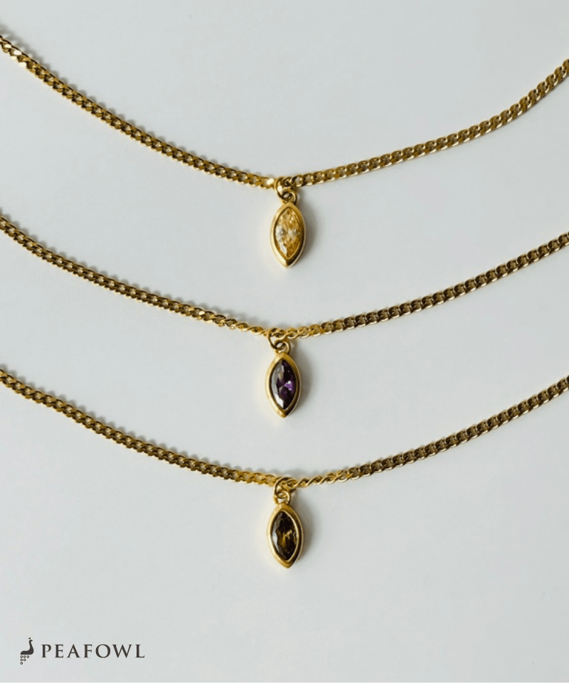 Drop Zircon Necklace - peafowl