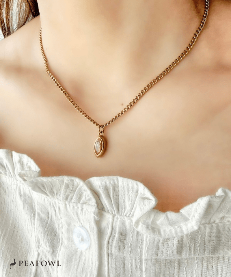 Drop Zircon Necklace - peafowl