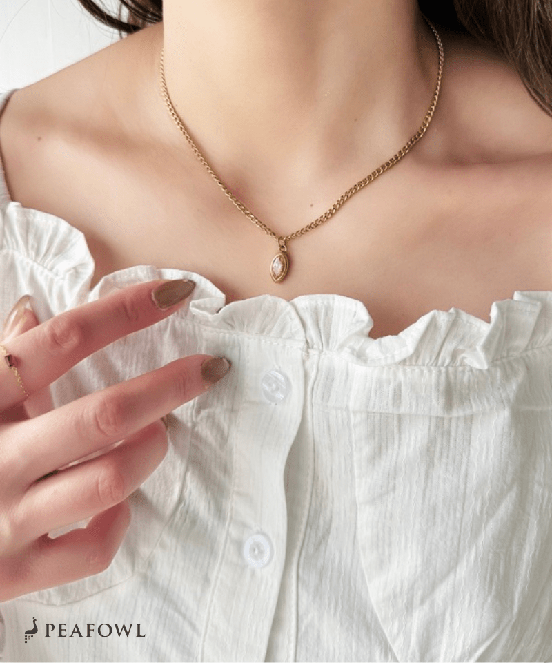 Drop Zircon Necklace - peafowl