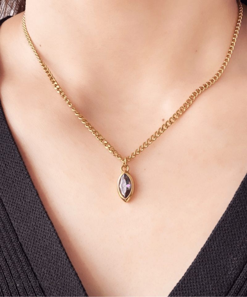 Drop Zircon Necklace - peafowl