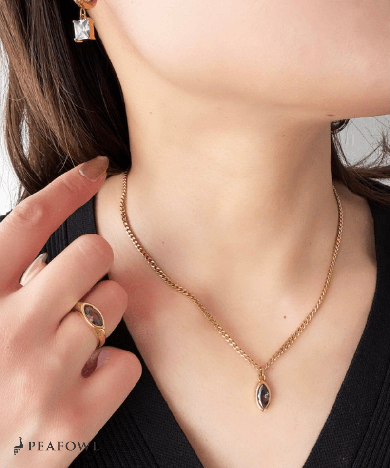 Drop Zircon Necklace - peafowl