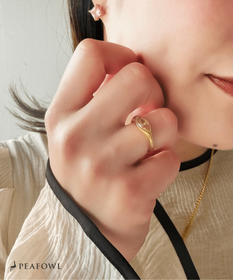 Drop Zircon Ring - peafowl
