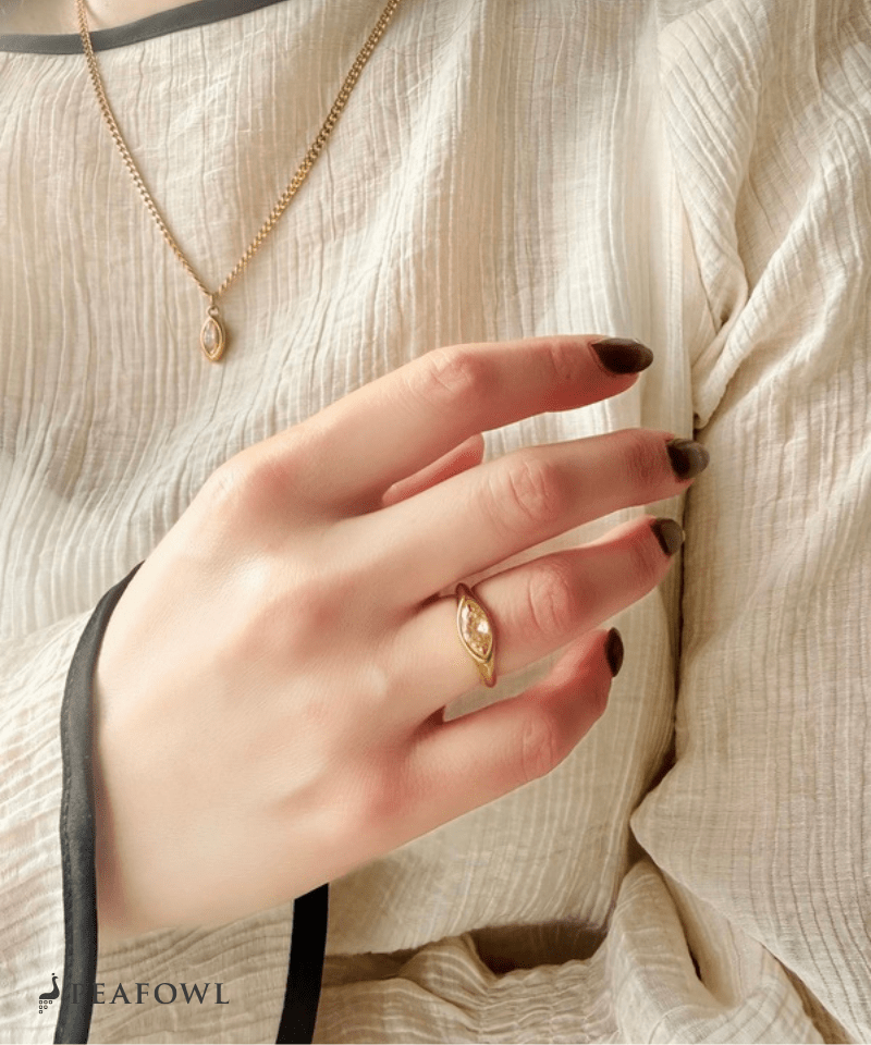 Drop Zircon Ring - peafowl