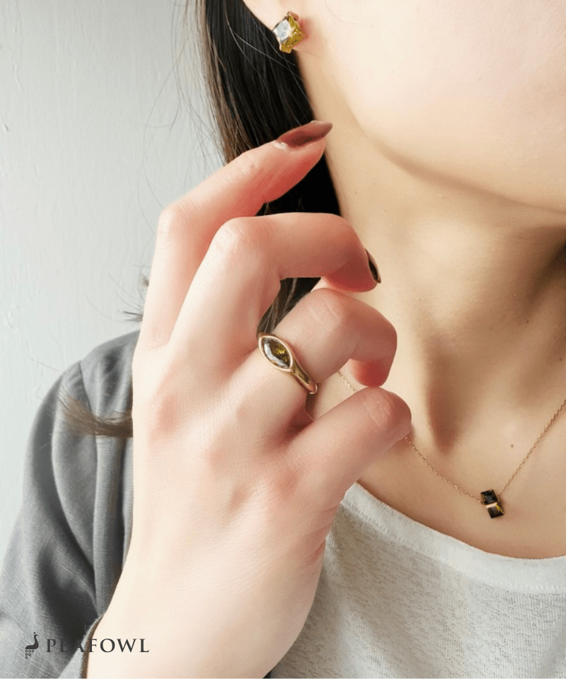 Drop Zircon Ring - peafowl