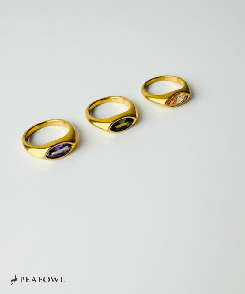 Drop Zircon Ring - peafowl
