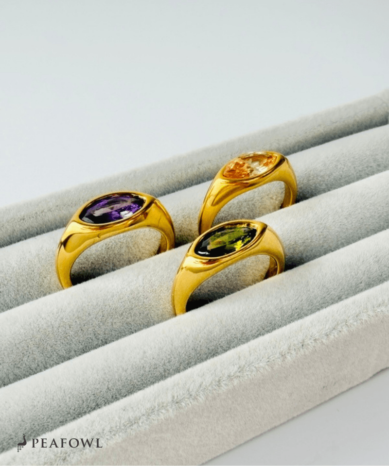 Drop Zircon Ring - peafowl