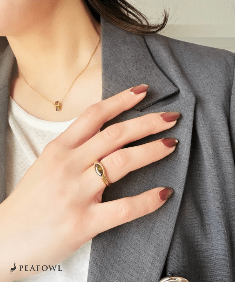 Drop Zircon Ring - peafowl