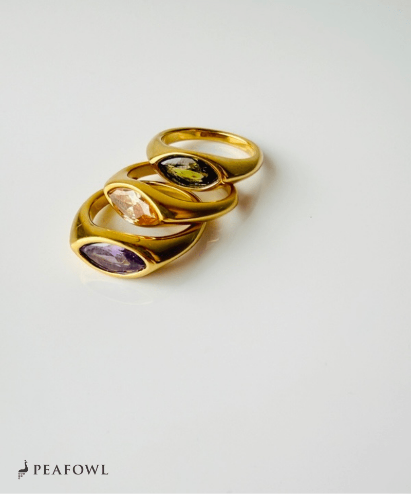 Drop Zircon Ring - peafowl
