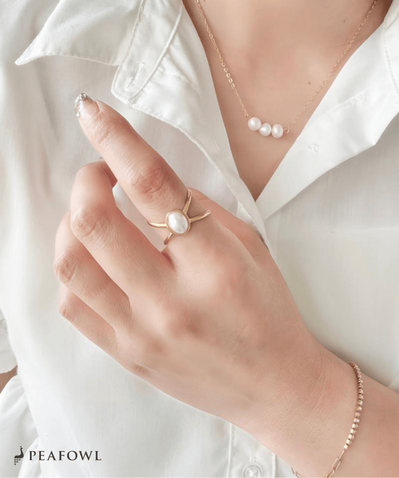 Dual Line Stone Ring - peafowl