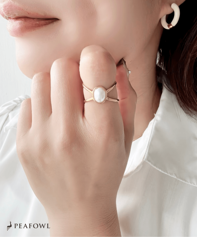Dual Line Stone Ring - peafowl