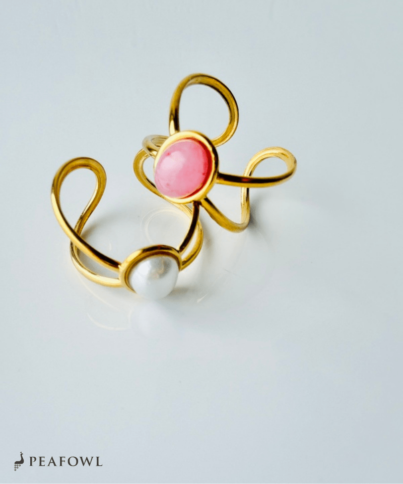 Dual Line Stone Ring - peafowl