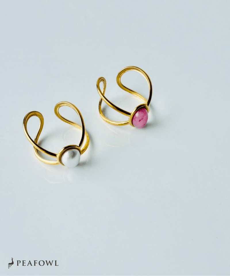 Dual Line Stone Ring - peafowl