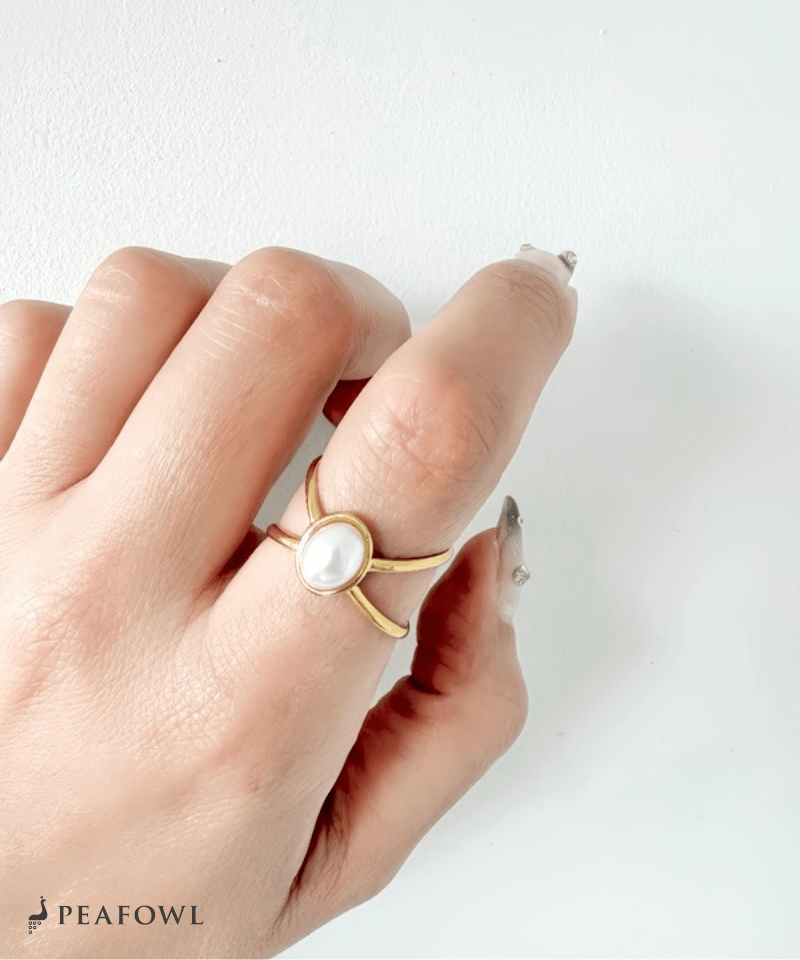 Dual Line Stone Ring - peafowl
