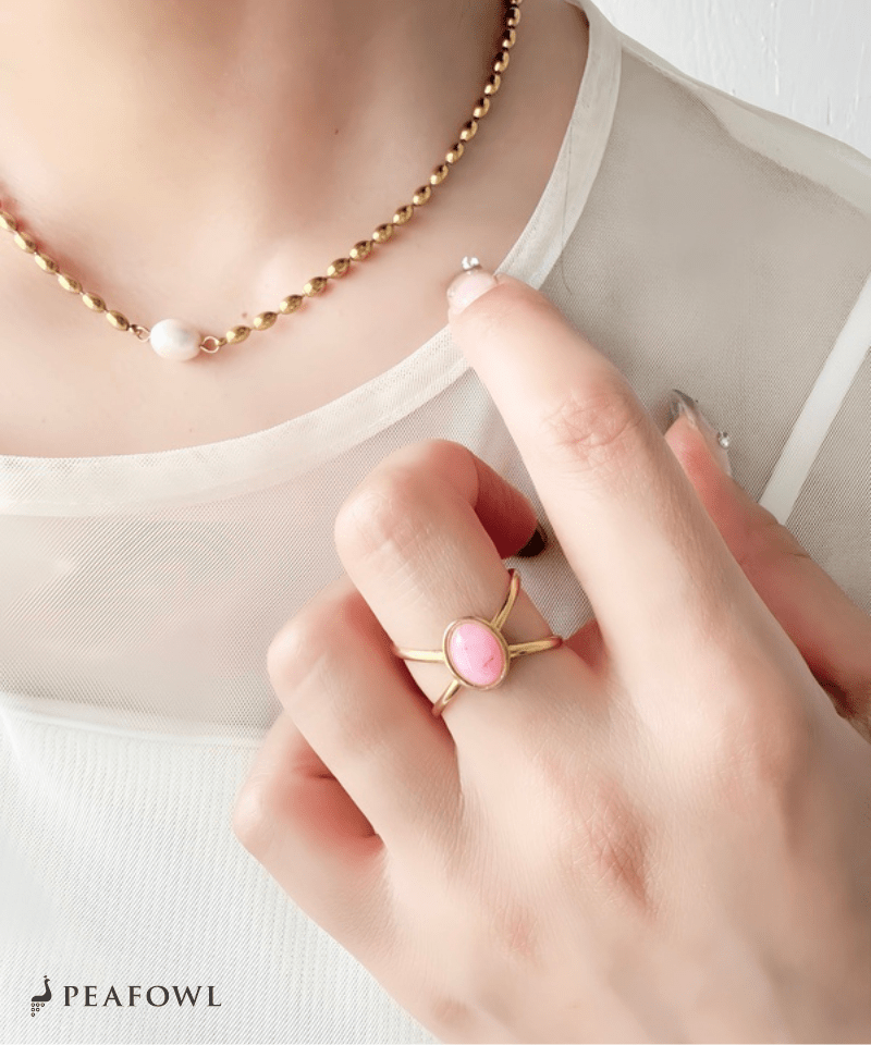 Dual Line Stone Ring - peafowl