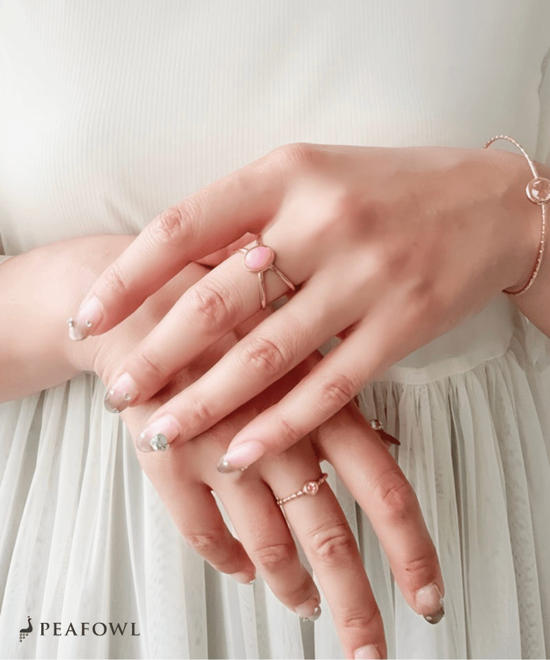 Dual Line Stone Ring - peafowl