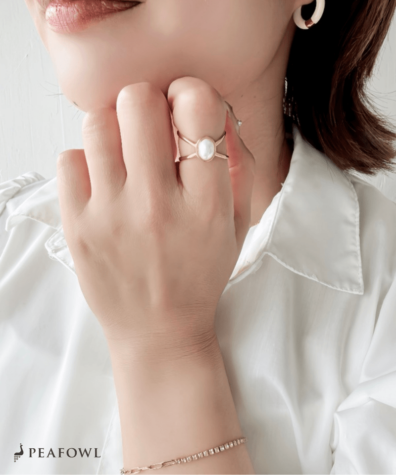 Dual Line Stone Ring - peafowl