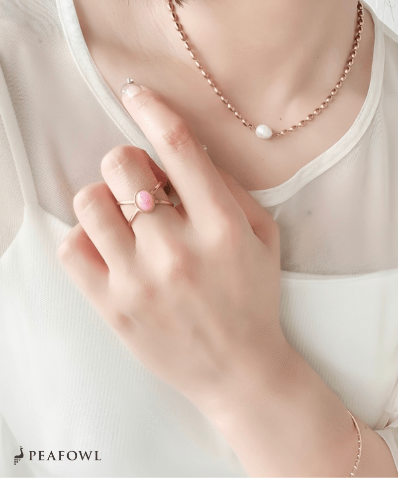 Dual Line Stone Ring - peafowl