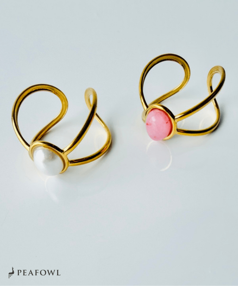 Dual Line Stone Ring - peafowl