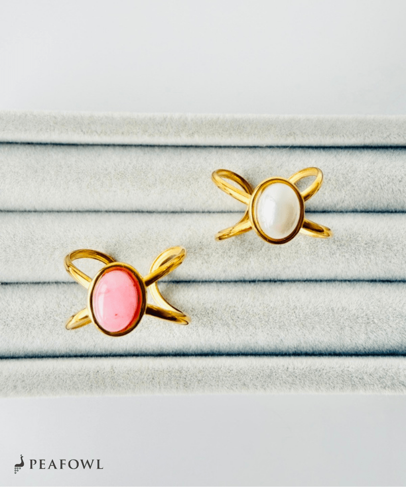 Dual Line Stone Ring - peafowl