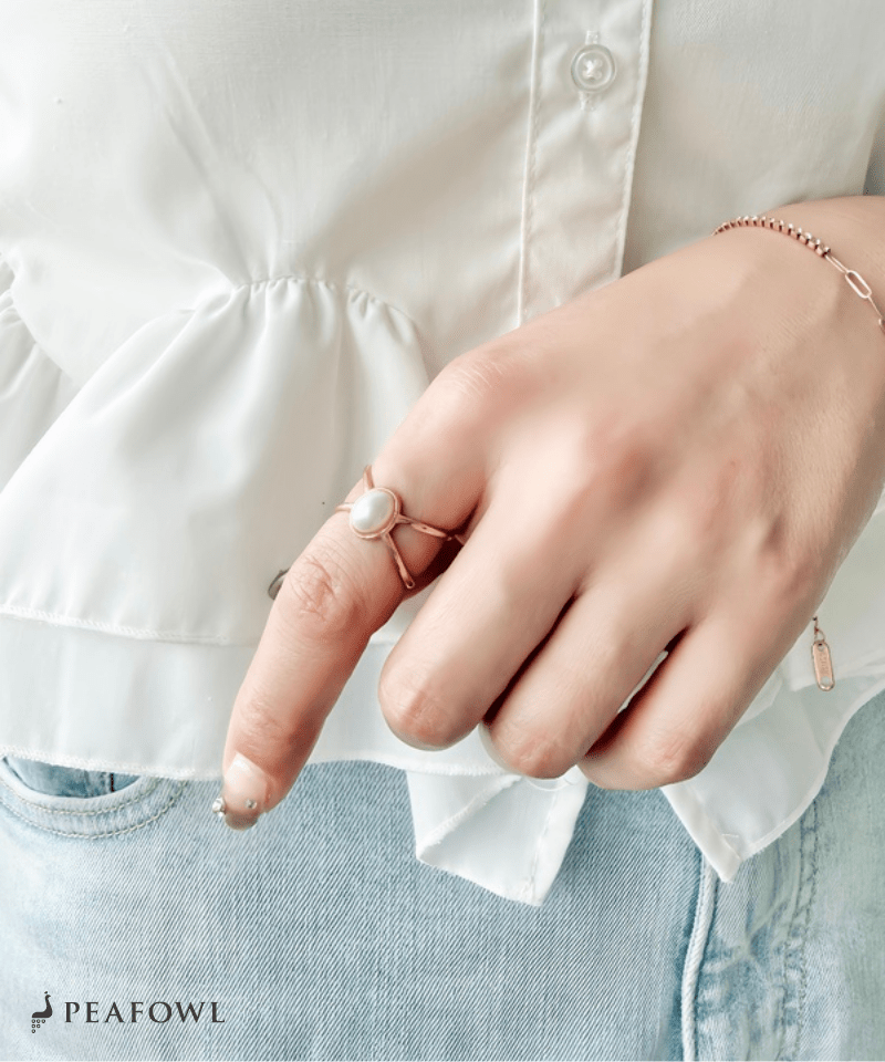 Dual Line Stone Ring - peafowl