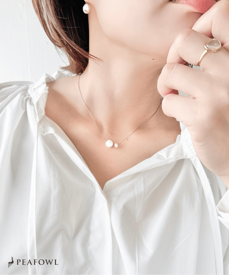 Duet Pearl Necklace - peafowl