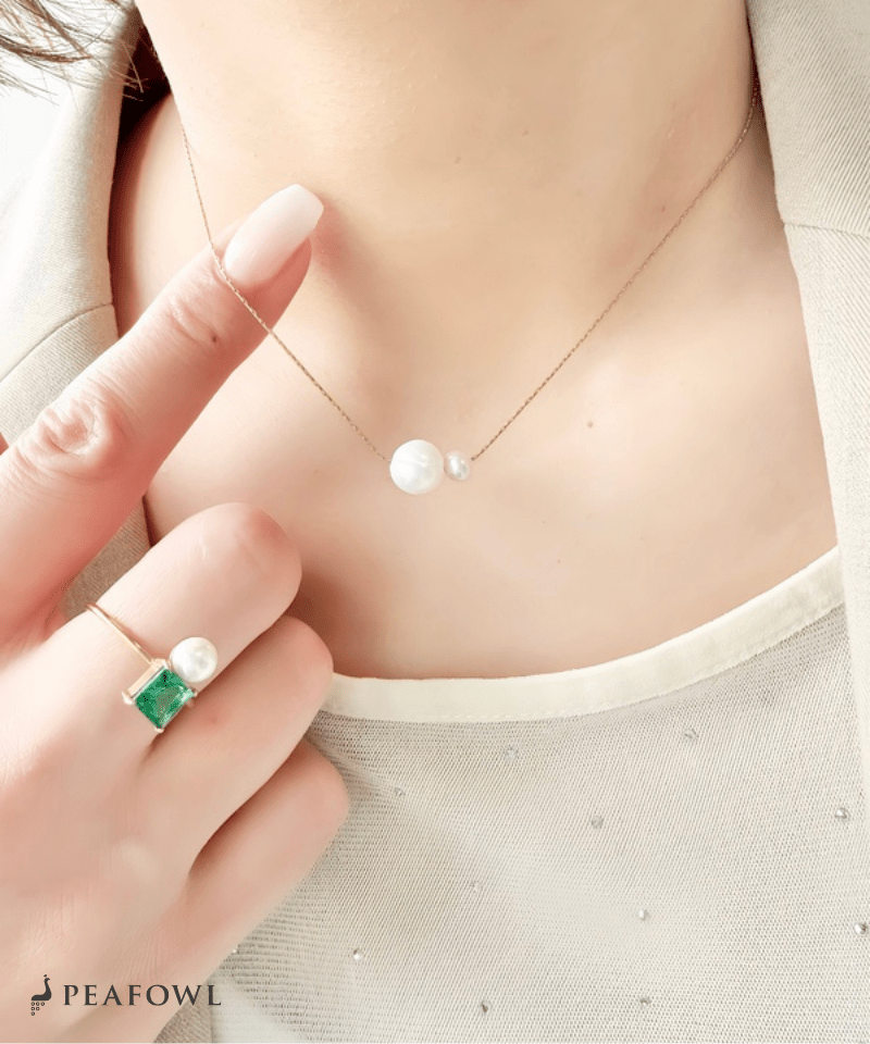 Duet Pearl Necklace - peafowl